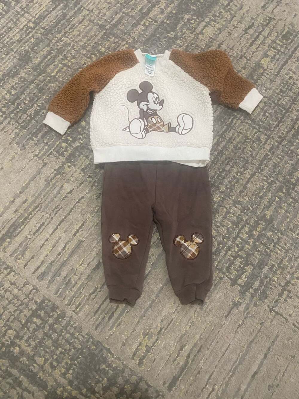 Disney Baby Mickey Mouse 2-Piece Fleece Sherpa Sweatshirt and Jogger Set 6-9M